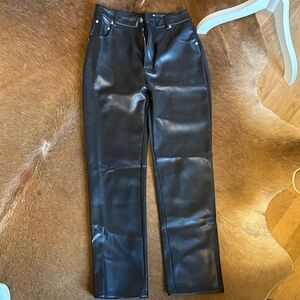 Grey Lab high waisted black vegan leather jeans size small